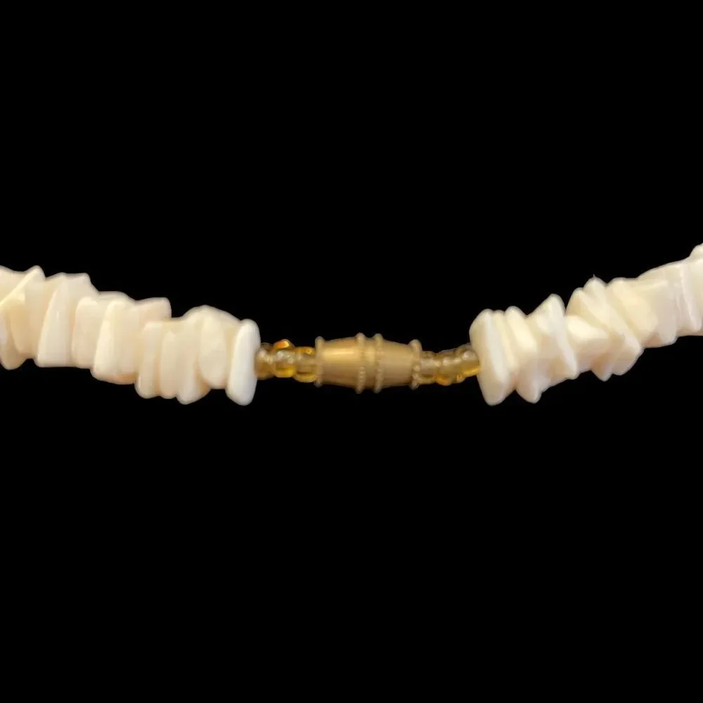 Vintage White Puka Shell Choker Necklace